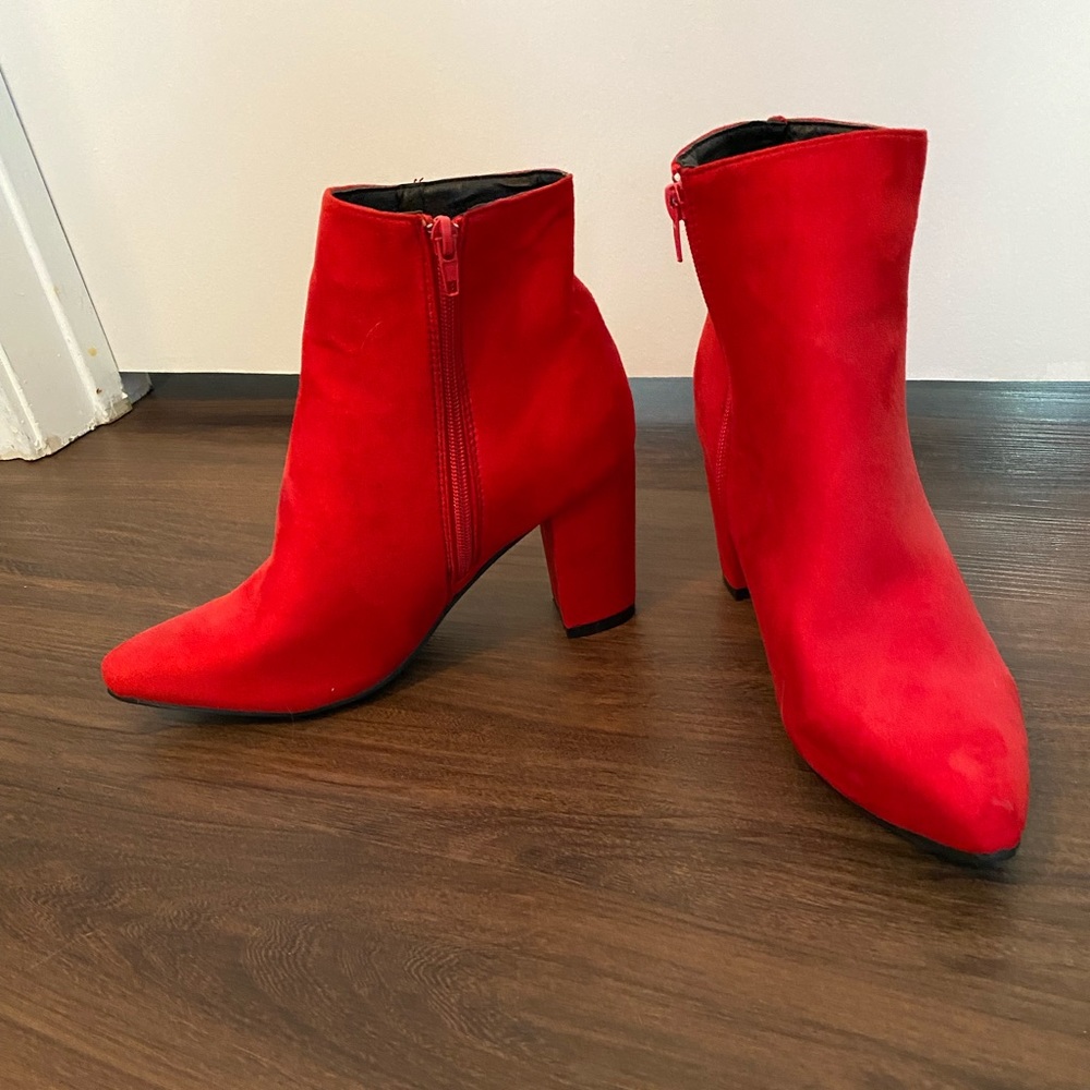 Red Ankle Booties Size 10